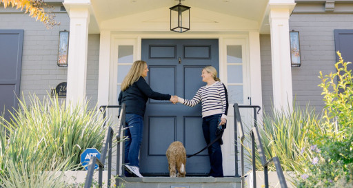 Woman brings home a rescued dog for the first time