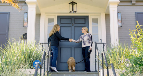 Woman brings home a rescued dog for the first time