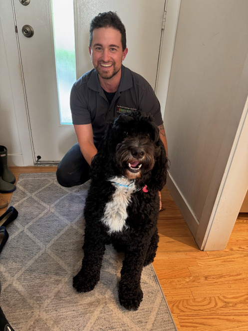 Dog trainer in San Mateo training a Doodle Mix